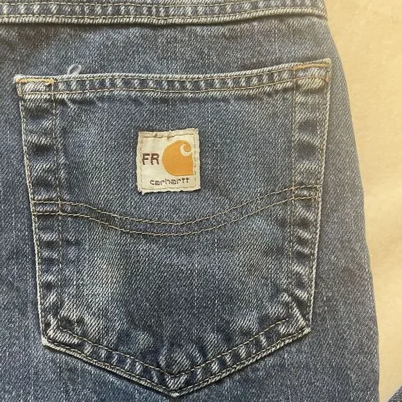 Carhartt FR Fire Resistant Blue Jeans Mens‎ Size 40 Denim Workwear Pants - Picture 2 of 14